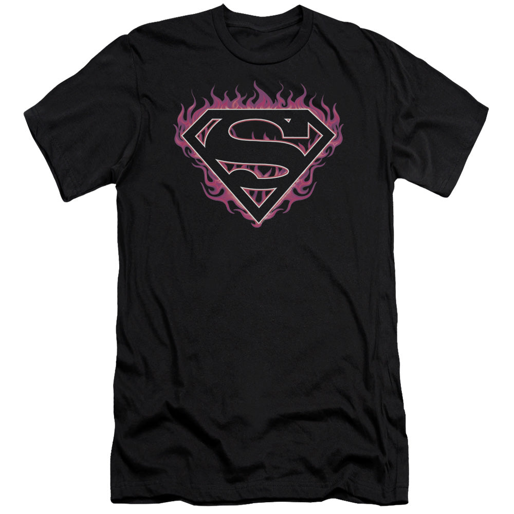 Superman - Fuchsia Flames-premuim Canvas Adult Slim Fit 30/1 - Black