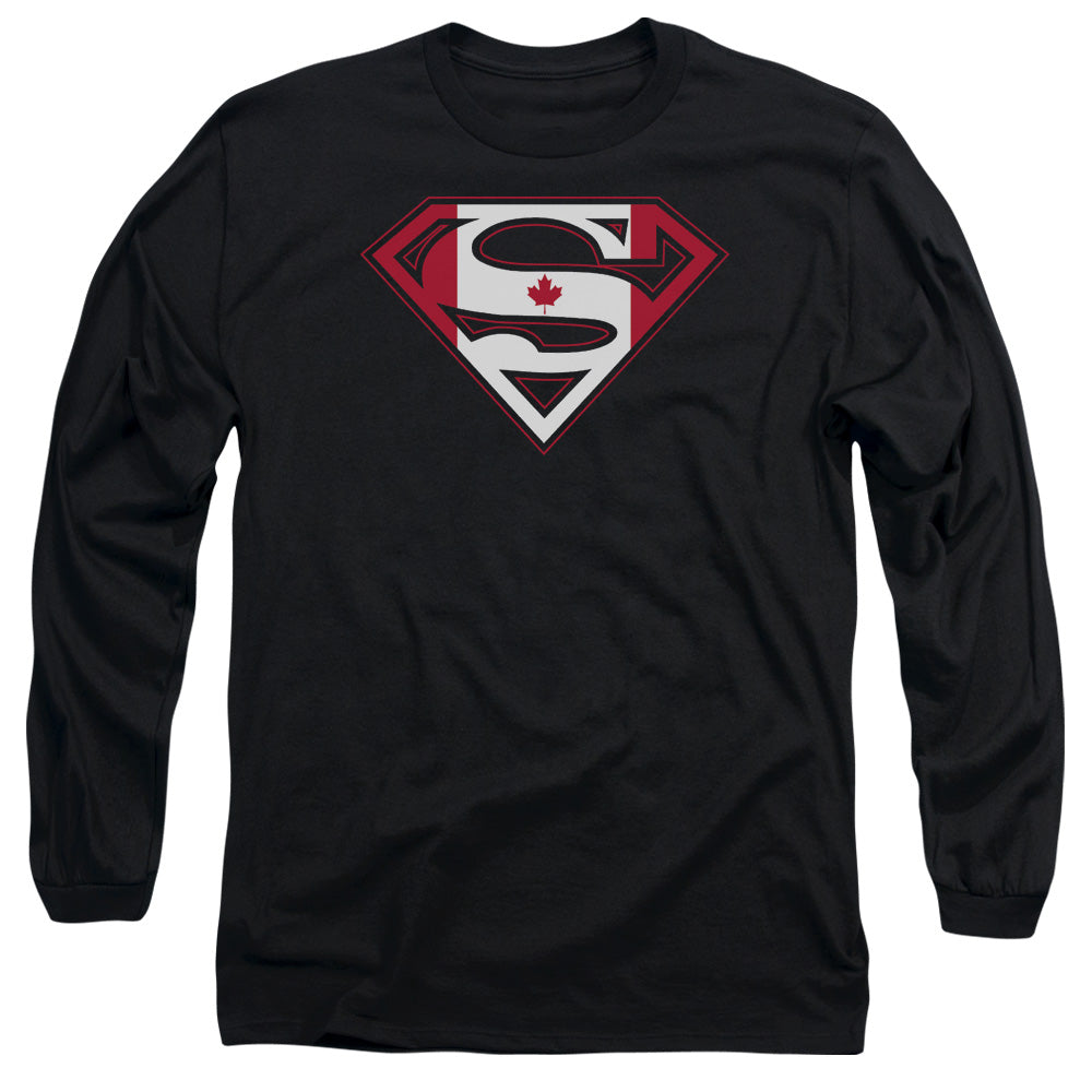 Superman - Canadian Shield - Long Sleeve Adult 18/1 - Black T-shirt