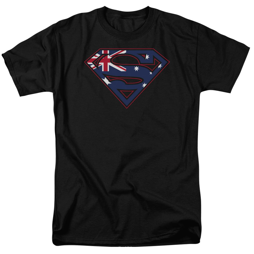 Superman - Australian Shield - Short Sleeve Adult 18/1 - Black T-shirt