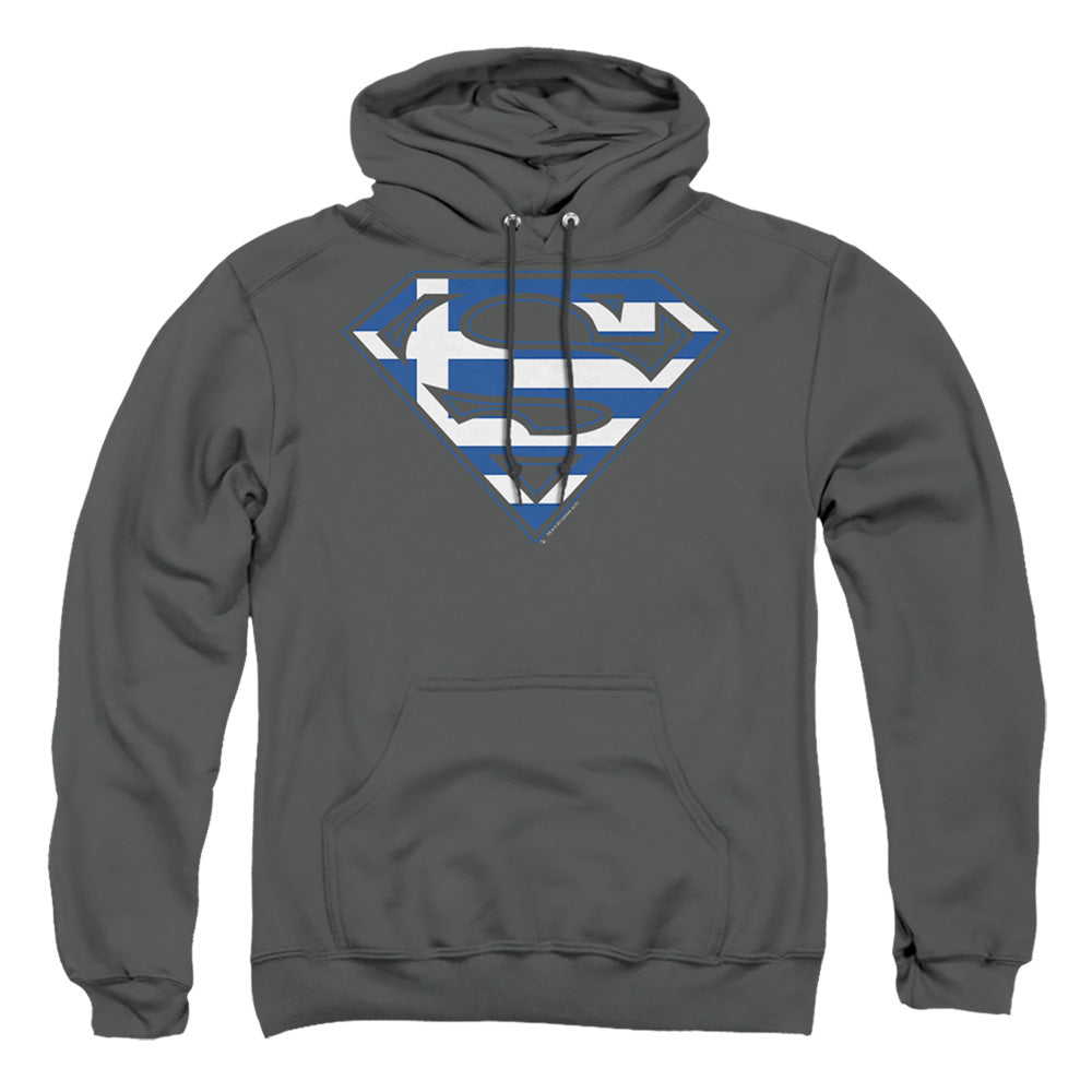 Superman - Greek Shield - Adult Pull-over Hoodie - Charcoal