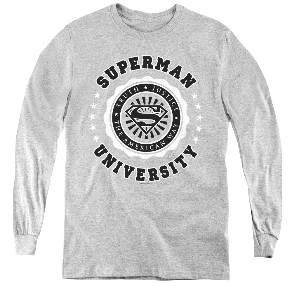 Superman - Superman University - Youth Long Sleeve Tee - Athletic Heather