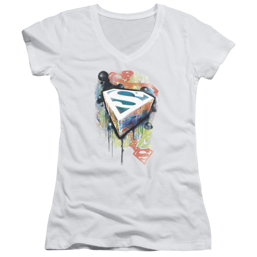 Superman Urban Shields - Junior V-neck - White