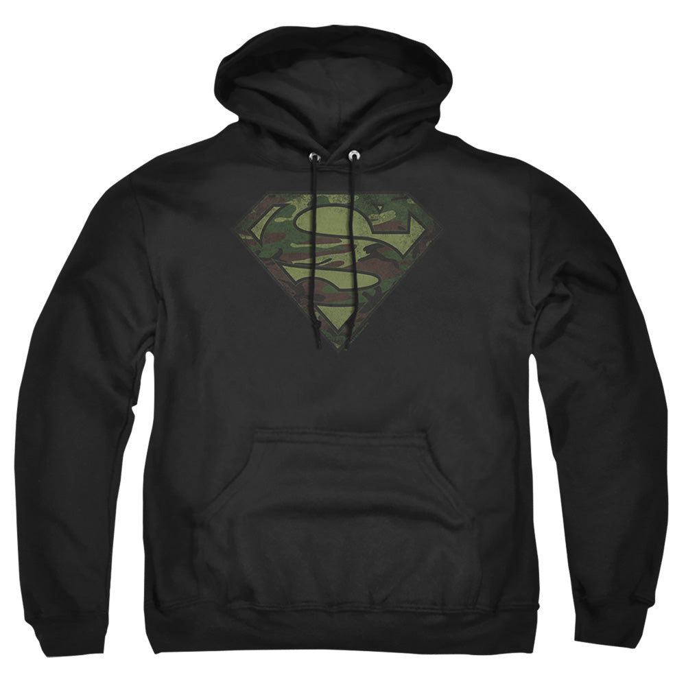 Superman - Camo Logo Distressed - Adult Pull-over Hoodie - Black