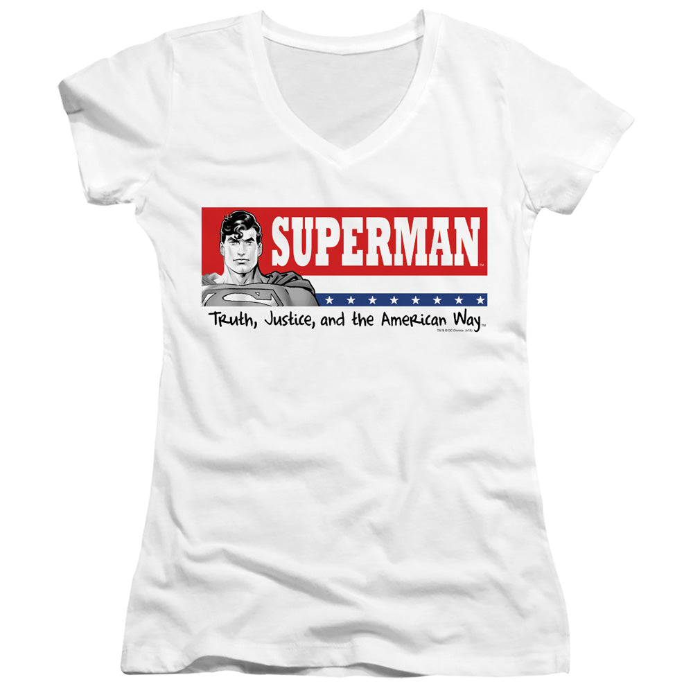 Superman - Superman For President - Junior V-neck - White