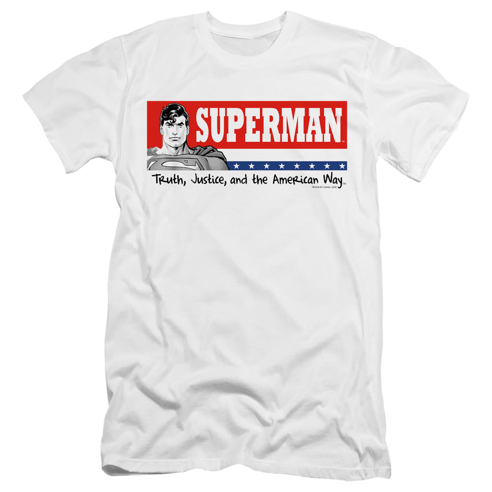 Superman - Superman For President-premuim Canvas Adult Slim Fit 30/1 - White