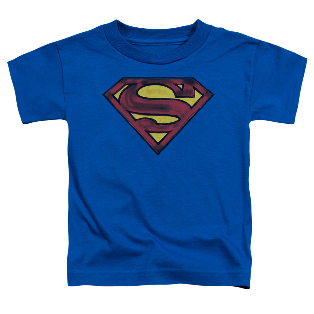 Superman - Charcoal Shield - Short Sleeve Toddler Tee - Royal Blue T-shirt