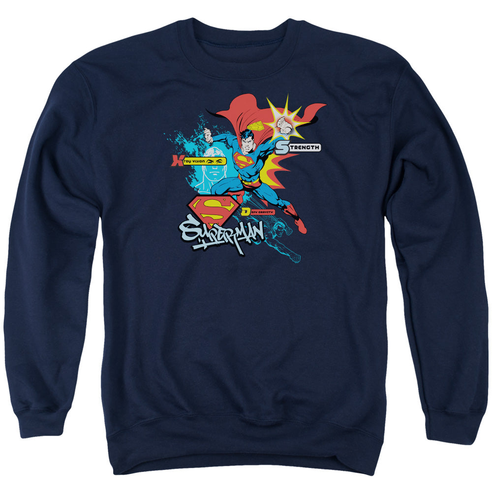 Superman - Abilities - Adult Crewneck Sweatshirt - Navy