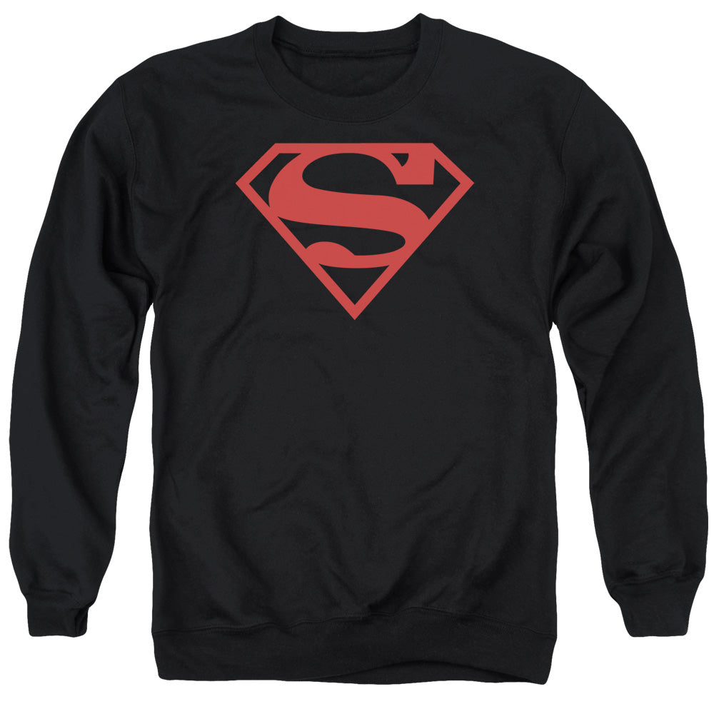 Superman - Red On Black Shield - Adult Crewneck Sweatshirt - Black