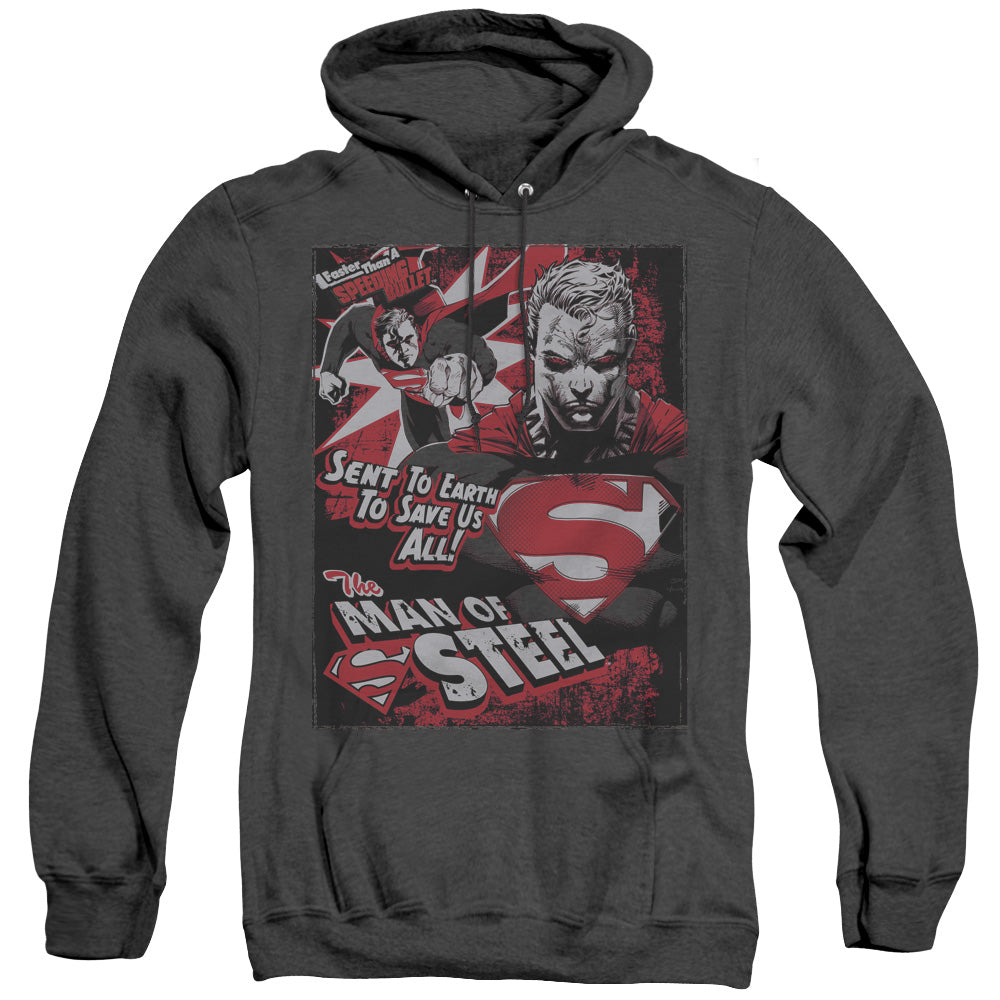 Superman - Save Us All - Adult Heather Hoodie - Black