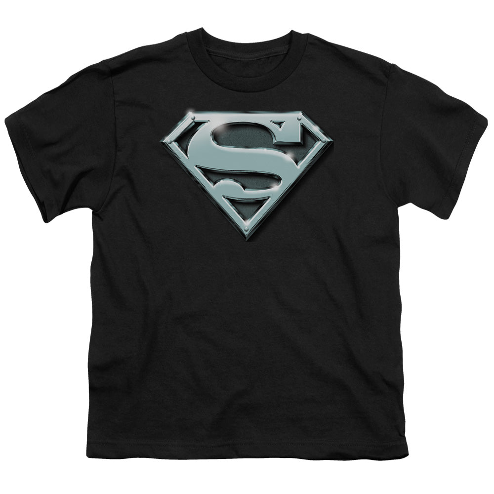 Superman - Chrome Shield - Short Sleeve Youth 18/1 - Black T-shirt