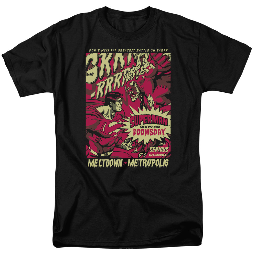 Superman - Metropolis Meltdown - Short Sleeve Adult 18/1 - Black T-shirt