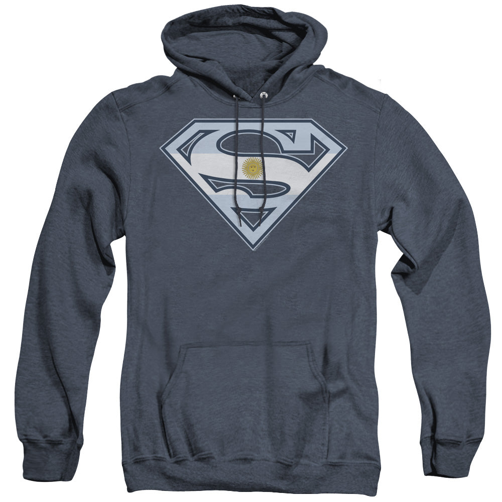 Superman - Argentinian Shield - Adult Heather Hoodie - Navy