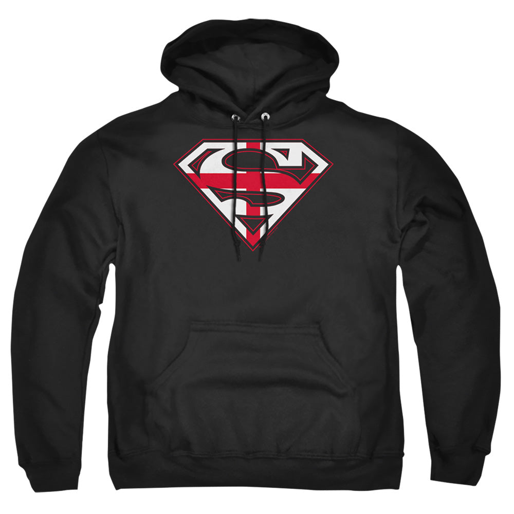 Superman - English Shield - Adult Pull-over Hoodie - Black