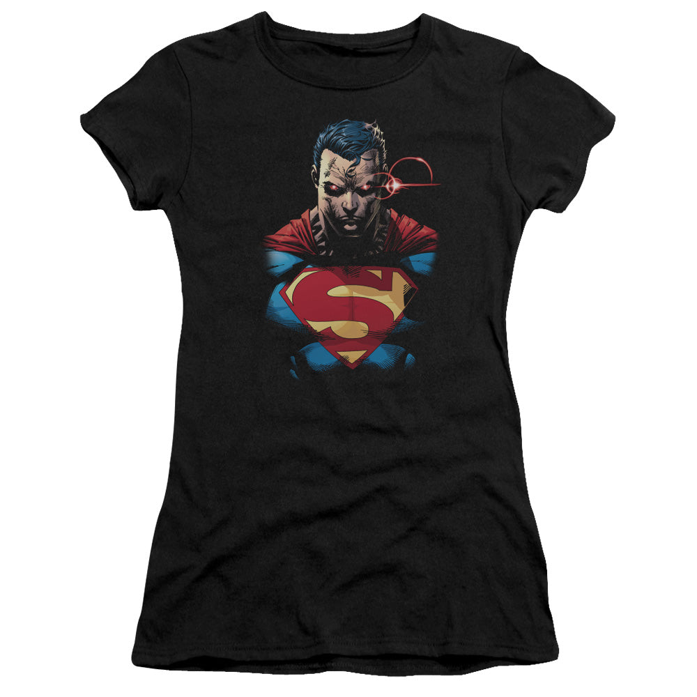 Superman - Displeased - Short Sleeve Junior Sheer - Black T-shirt