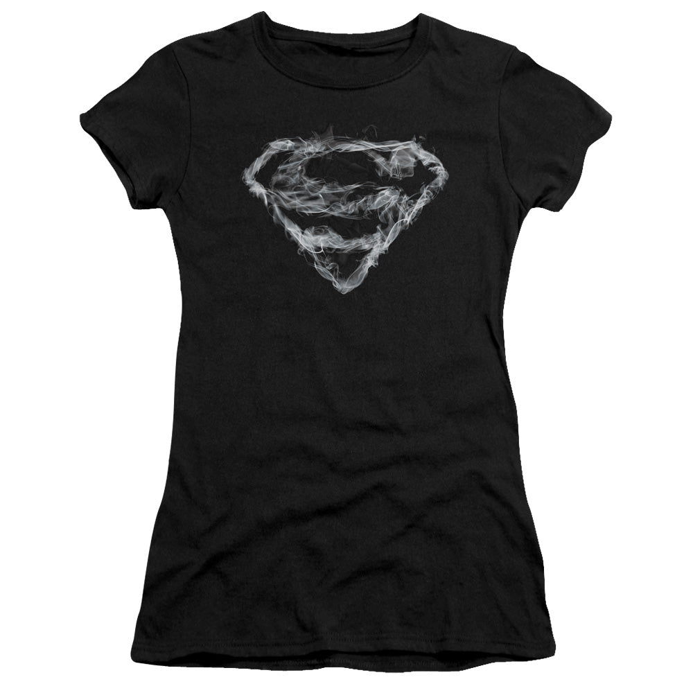 Superman - Smoking Shield - Short Sleeve Junior Sheer - Black T-shirt