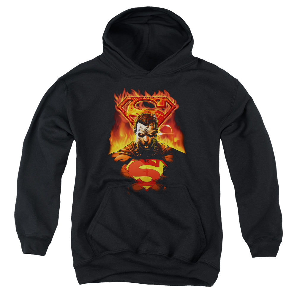 Superman - Man On Fire - Youth Pull-over Hoodie - Black