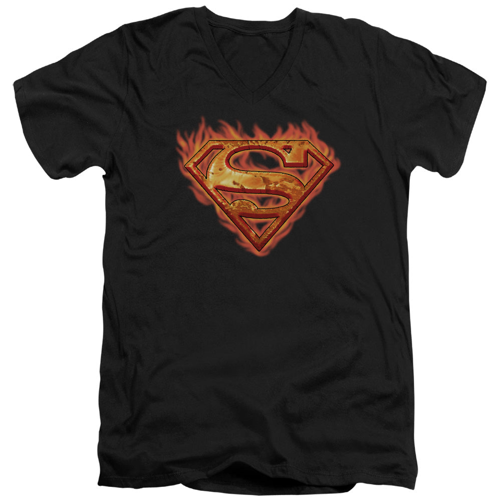 Superman - Hot Metal - Short Sleeve Adult V-neck 30/1 - Black T-shirt