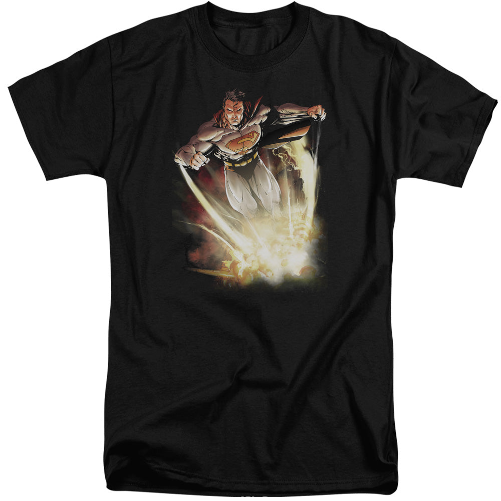 Superman - Explosive - Short Sleeve Adult Tall - Black T-shirt