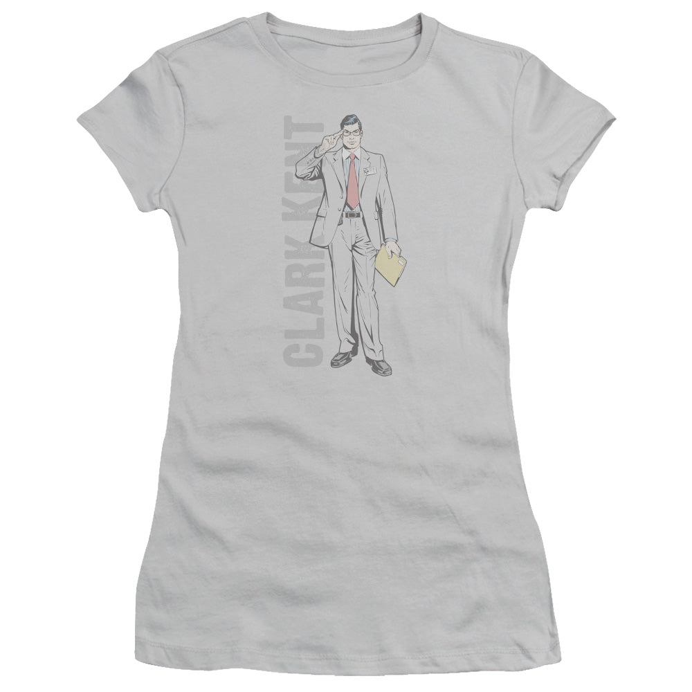 Superman - Clark Kent - Short Sleeve Junior Sheer - Silver T-shirt