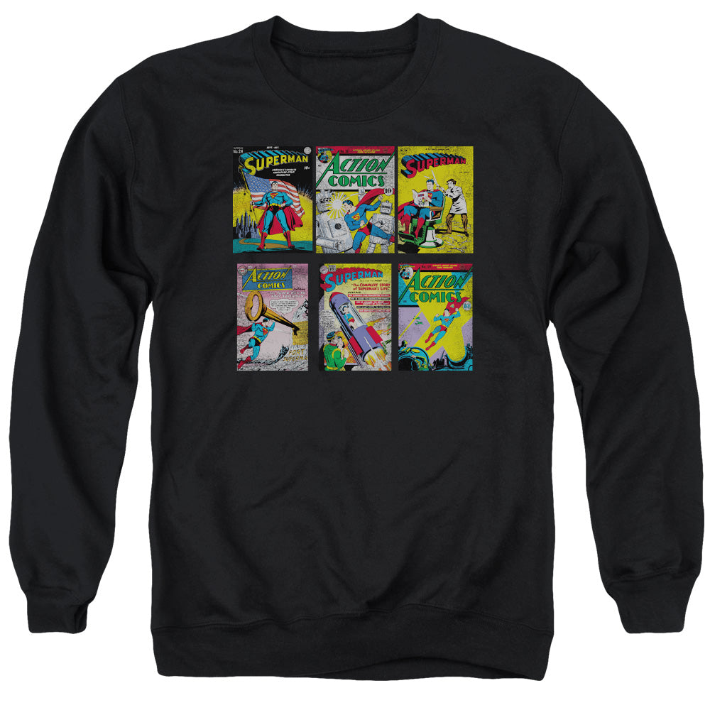 Superman - Sm Covers - Adult Crewneck Sweatshirt - Black