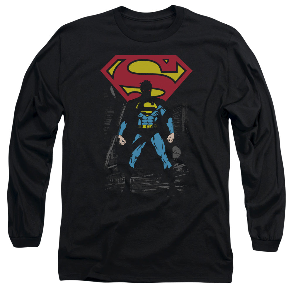 Superman - Dark Alley - Long Sleeve Adult 18/1 - Black T-shirt