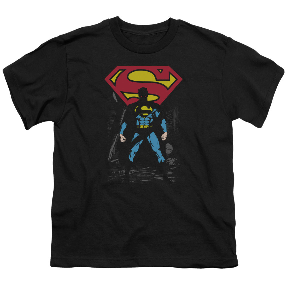 Superman - Dark Alley - Short Sleeve Youth 18/1 - Black T-shirt