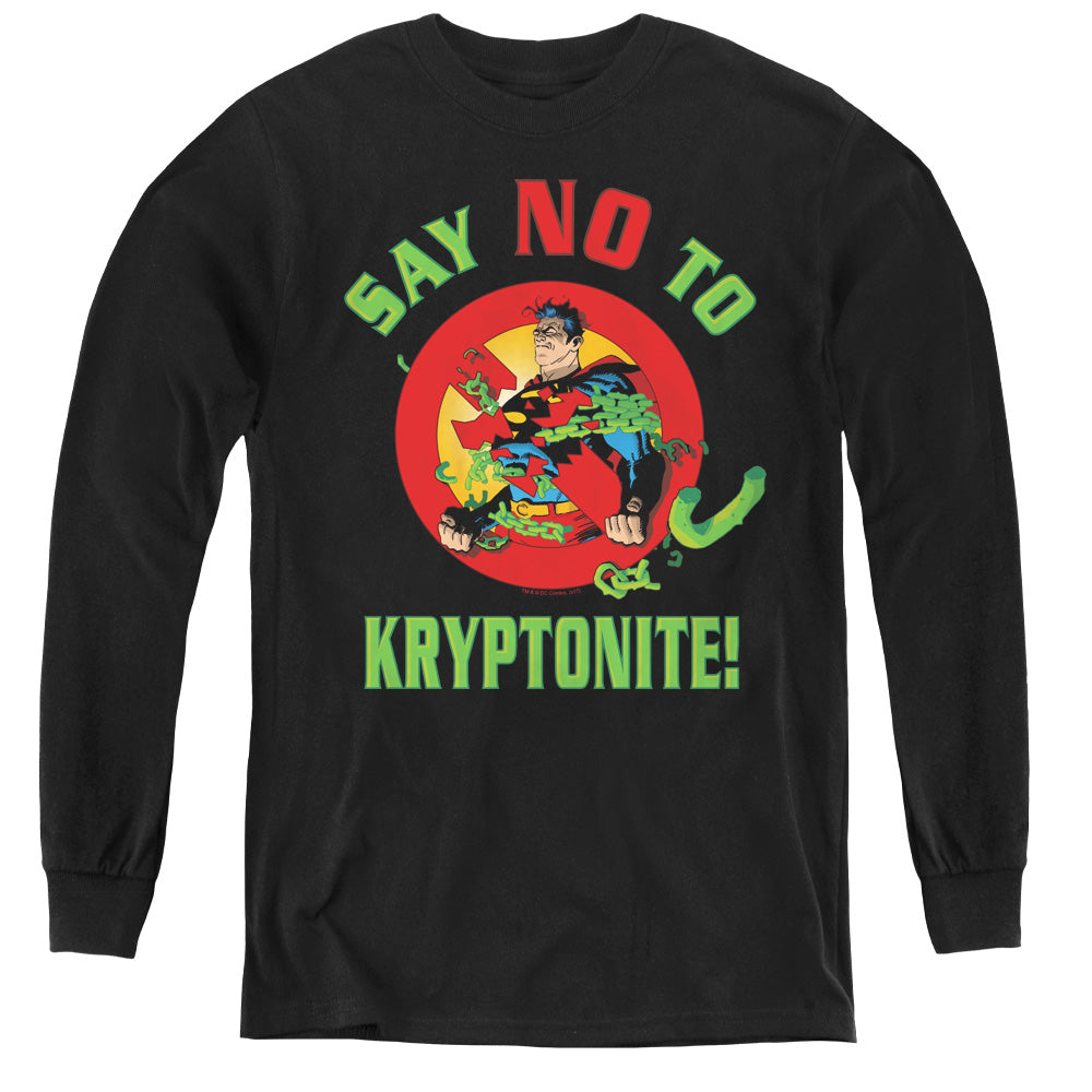 Superman - Say No To Kryptonite - Youth Long Sleeve Tee - Black