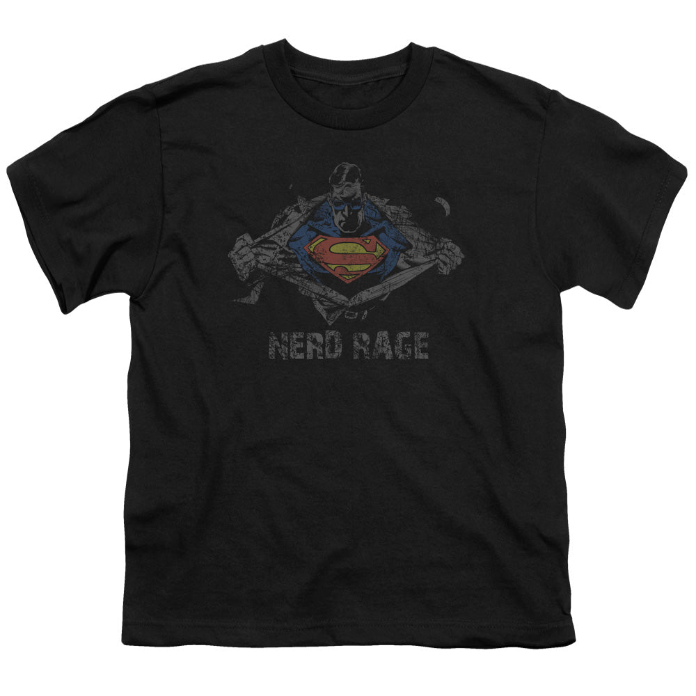 Superman - Nerd Rage - Short Sleeve Youth 18/1 - Black T-shirt