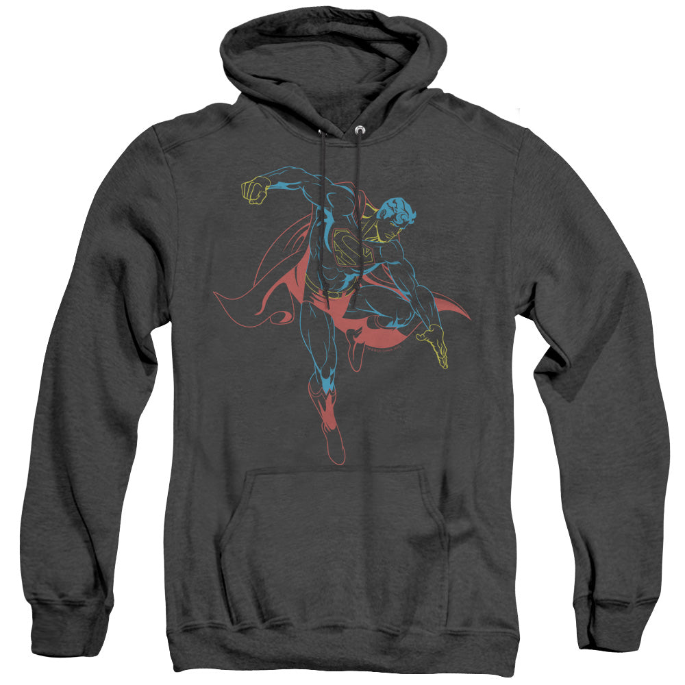 Superman - Neon Superman - Adult Heather Hoodie - Black