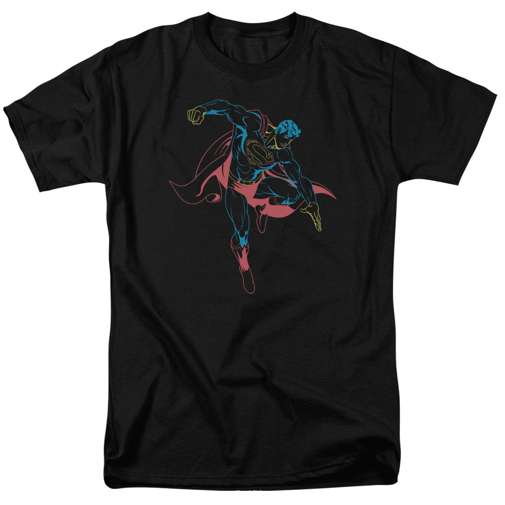 Superman - Neon Superman - Short Sleeve Adult 18/1 - Black T-shirt