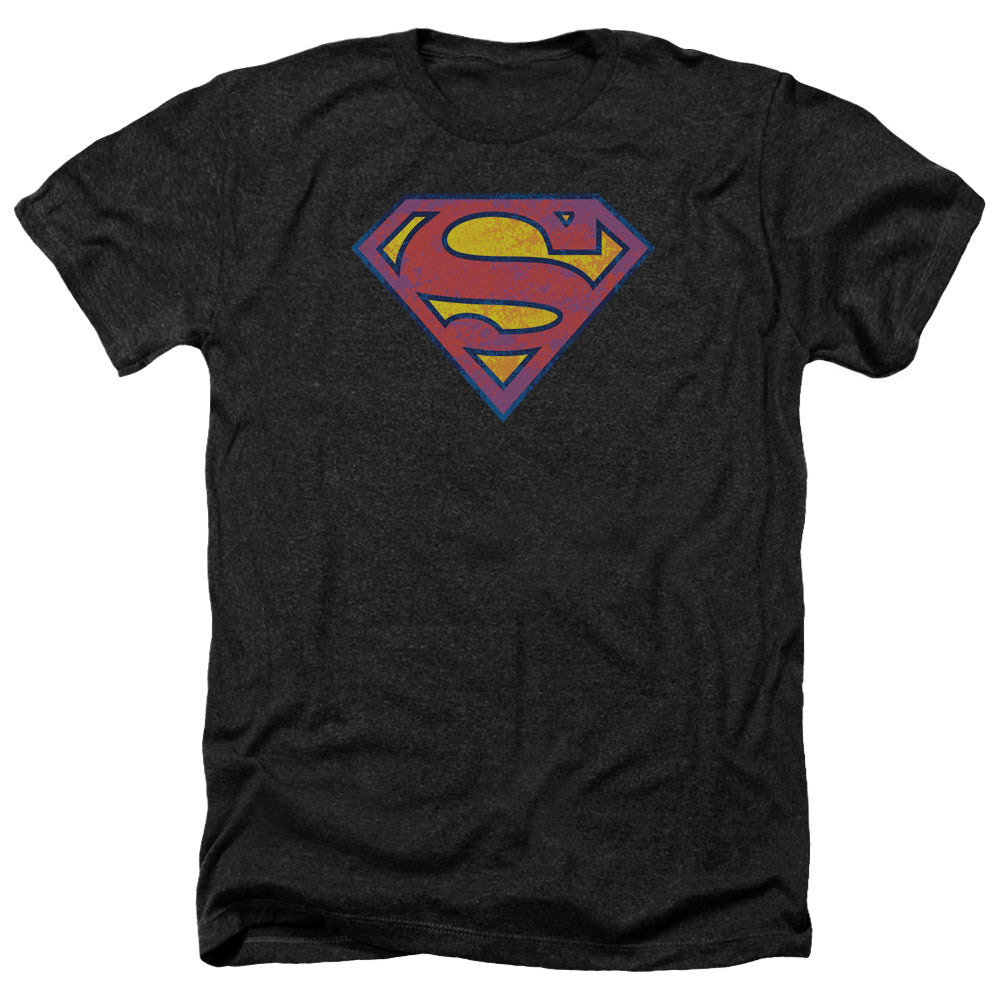 Superman - Sm Neon Distress Logo - Adult Heather-black