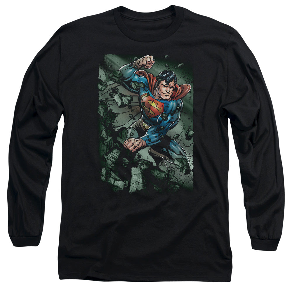 Superman - Indestructible - Long Sleeve Adult 18/1 - Black T-shirt