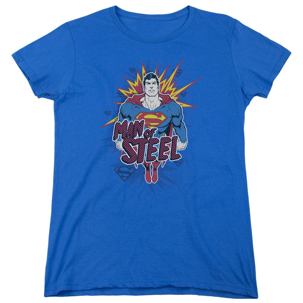 Superman - Steel Pop - Short Sleeve Womens Tee - Royal Blue T-shirt