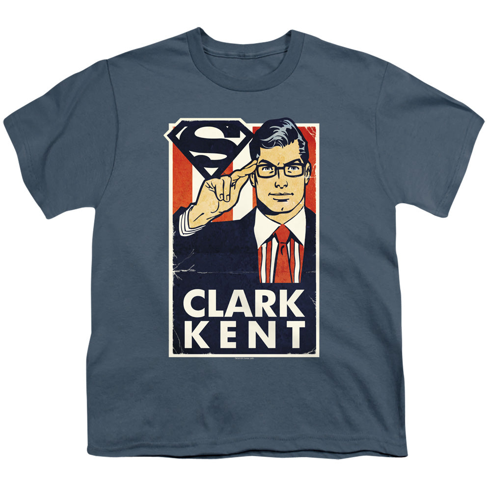 Superman - Kent For President - Short Sleeve Youth 18/1 - Slate T-shirt