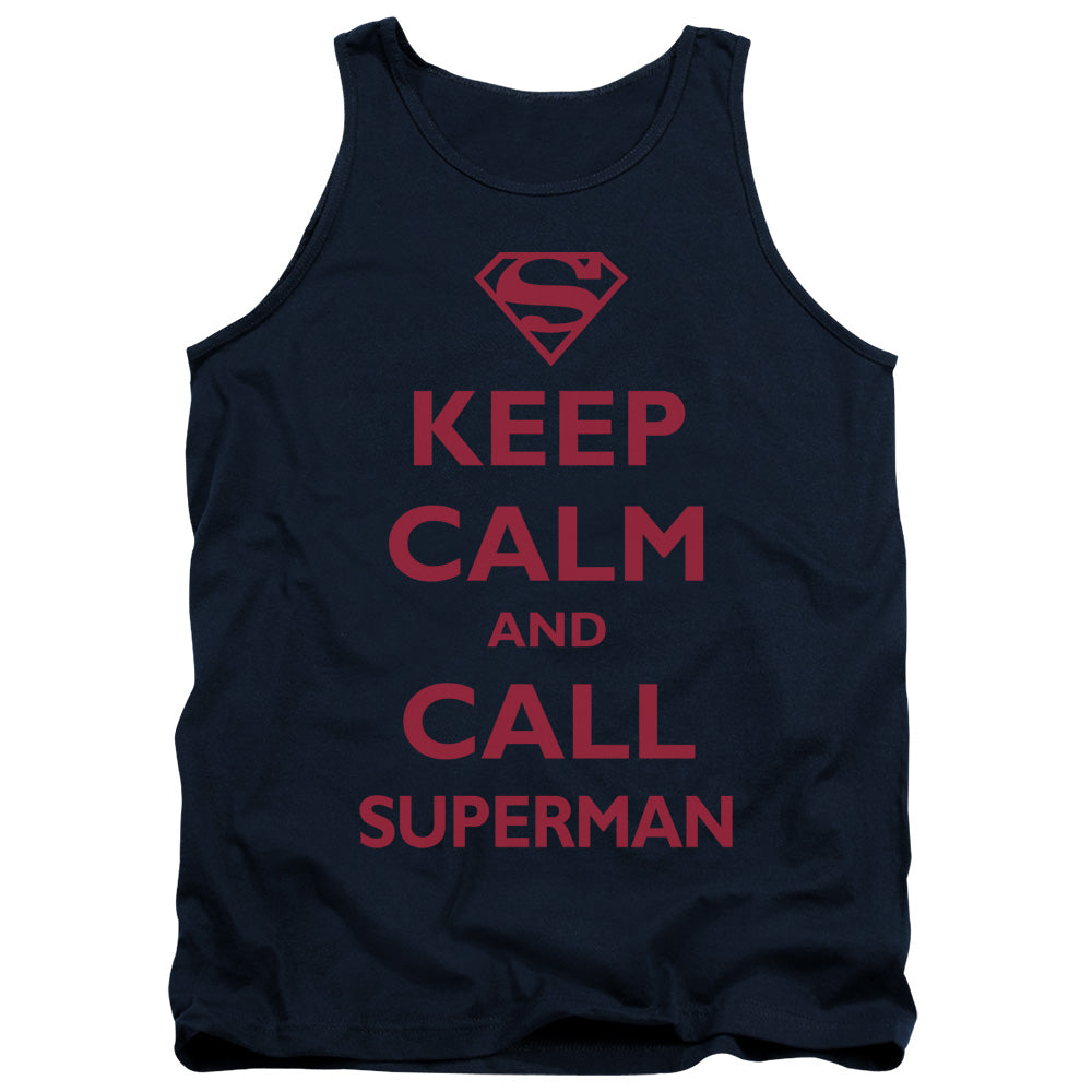 Superman - Call Superman - Adult Tank - Navy