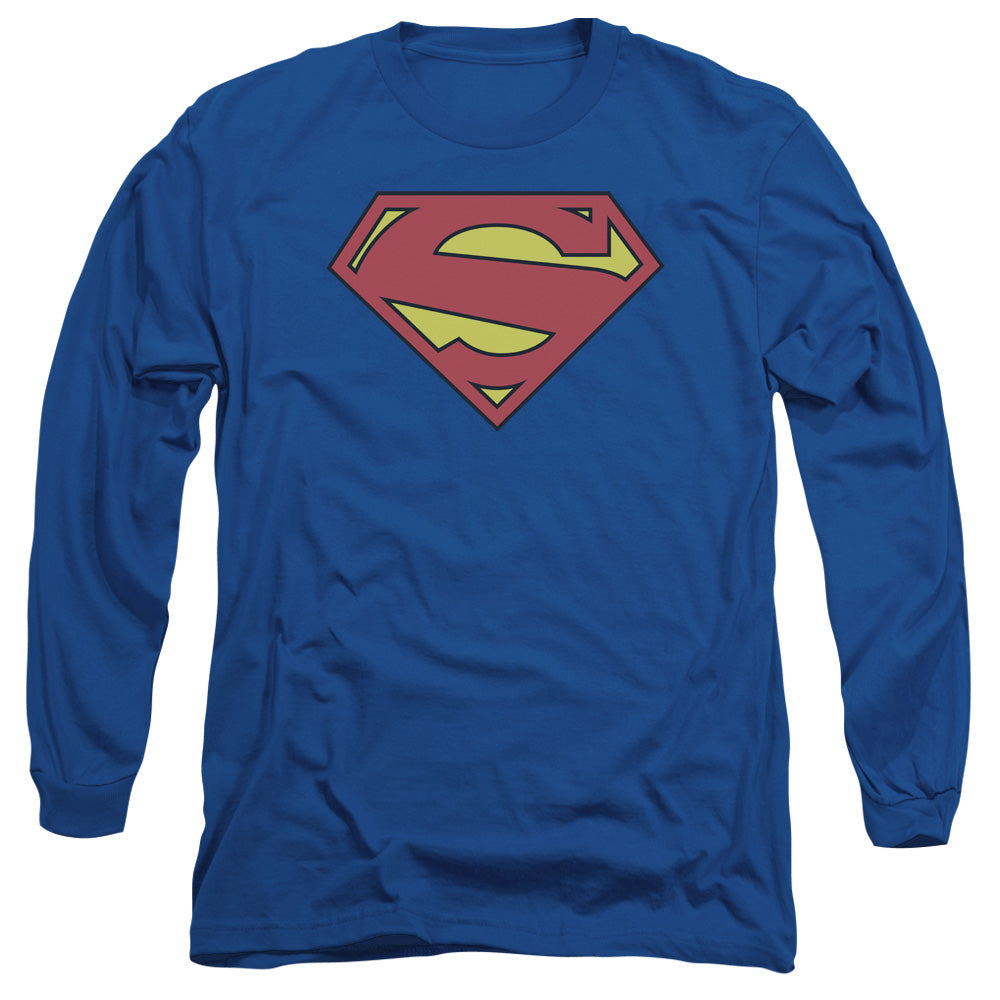 Superman - New 52 Shield - Long Sleeve Adult 18/1 - Royal Blue T-shirt