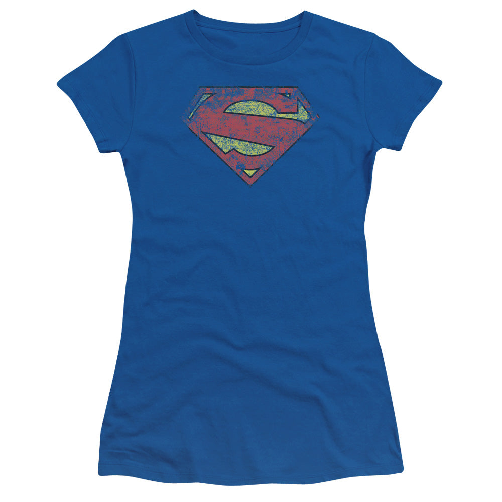 Superman - New 52 Shield - Short Sleeve Junior Sheer - Royal Blue T-shirt