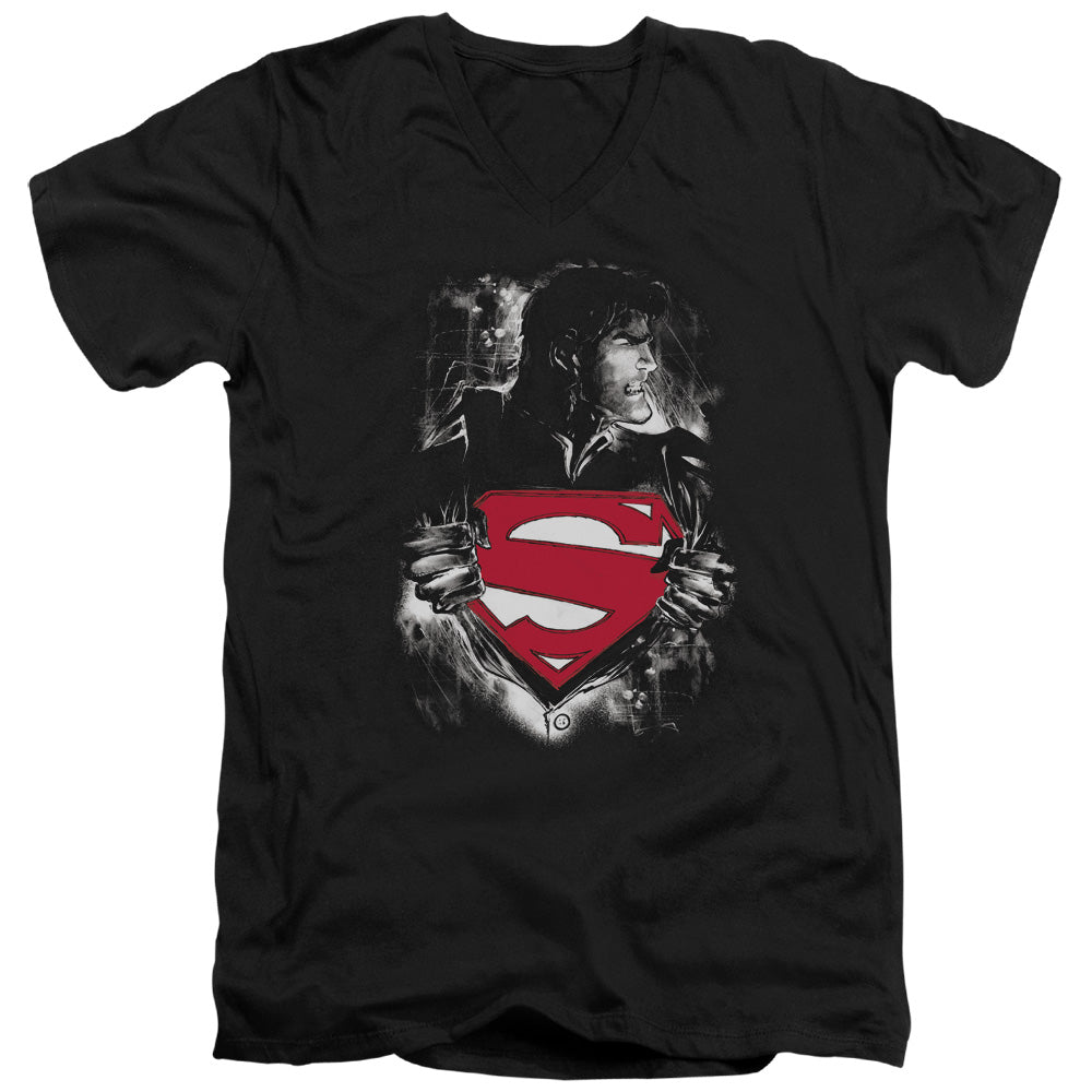 Superman - Darkest Hour - Short Sleeve Adult V-neck - Black T-shirt