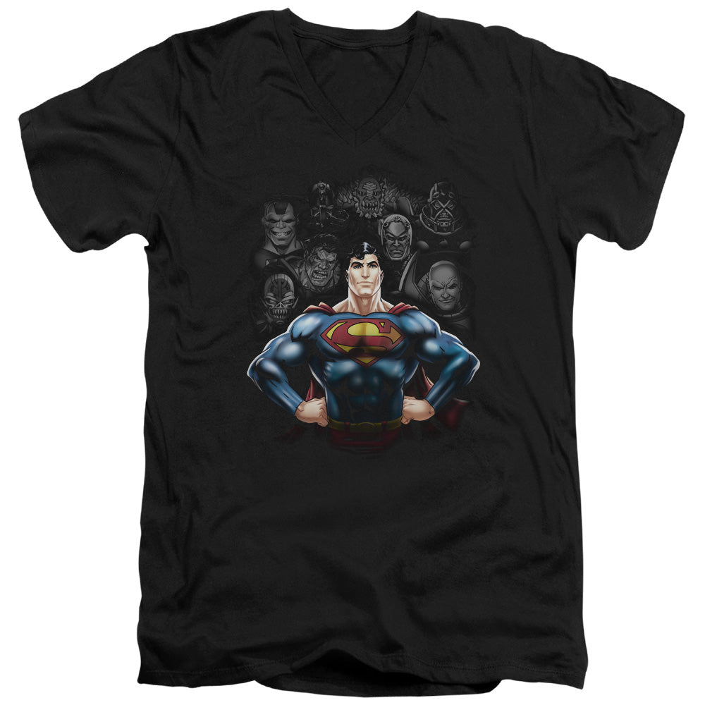 Superman - Villains - Short Sleeve Adult V-neck - Black T-shirt