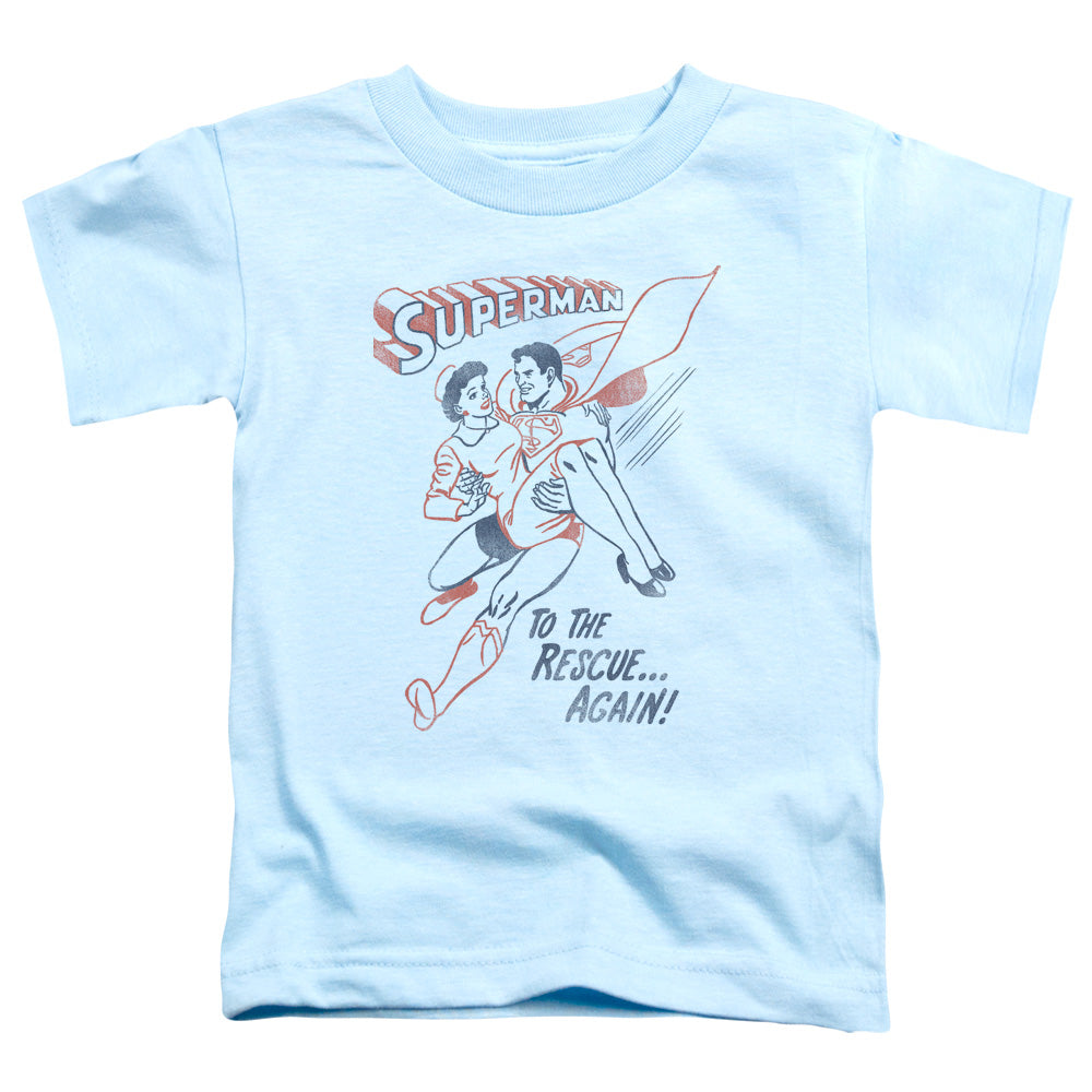 Superman - To The Rescue - Short Sleeve Toddler Tee - Light Blue T-shirt