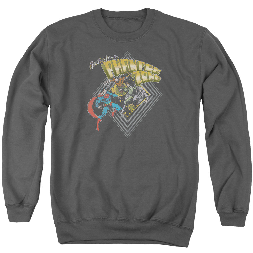 Superman - Zod Greetings - Adult Crewneck Sweatshirt - Charcoal