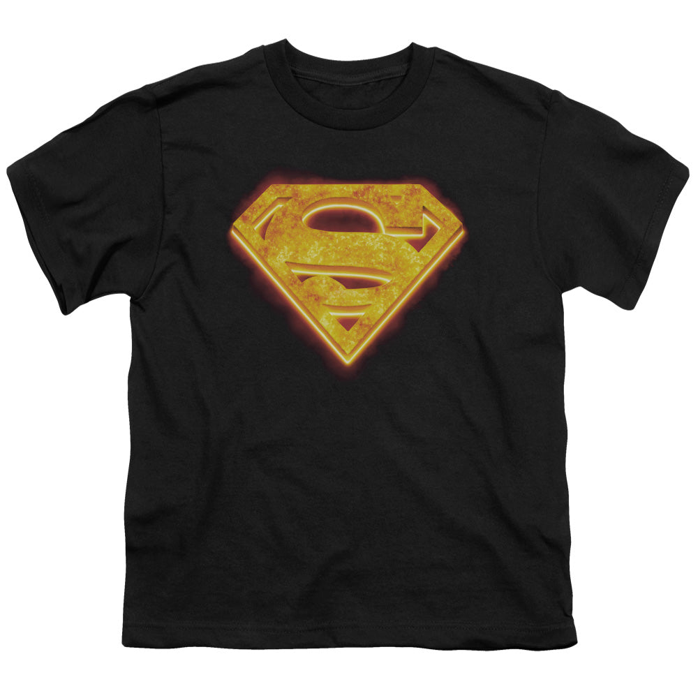 Superman - Hot Steel Shield - Short Sleeve Youth 18/1 - Black T-shirt