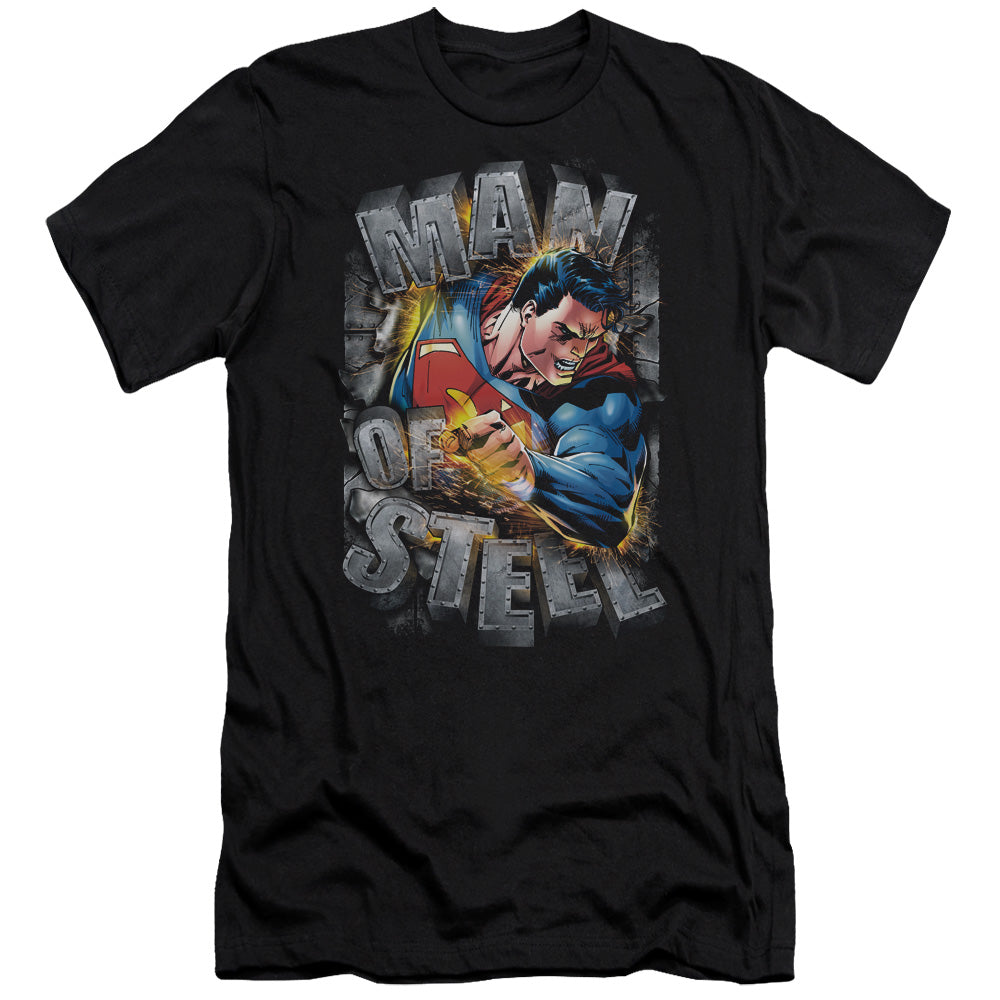 Superman - Ripping Steel - Short Sleeve Adult 30/1 - Black T-shirt