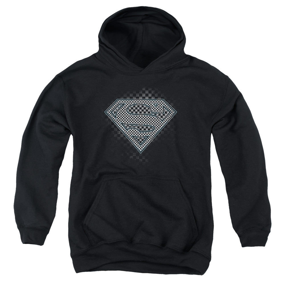 Superman - Checkerboard - Youth Pull-over Hoodie - Black