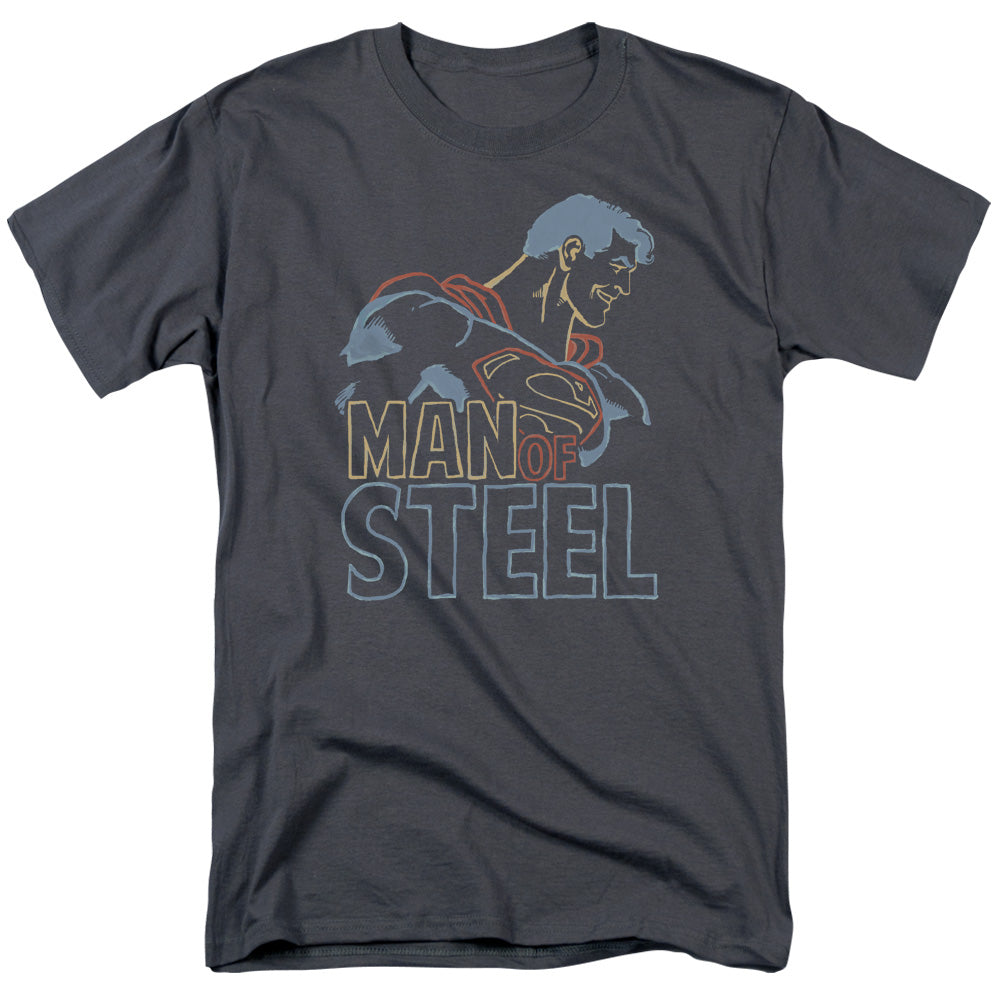 Superman - Colored Lines - Short Sleeve Adult 18/1 - Charcoal T-shirt