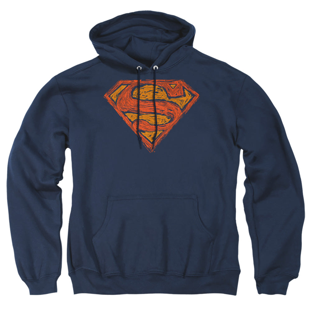 Superman - Messy S - Adult Pull-over Hoodie - Navy