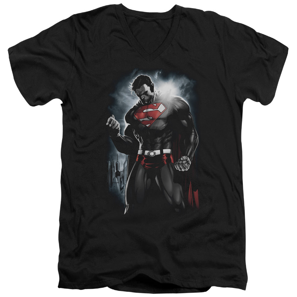 SUPERMAN LIGHT OF THE SUN - S/S ADULT V-NECK - BLACK T-Shirt