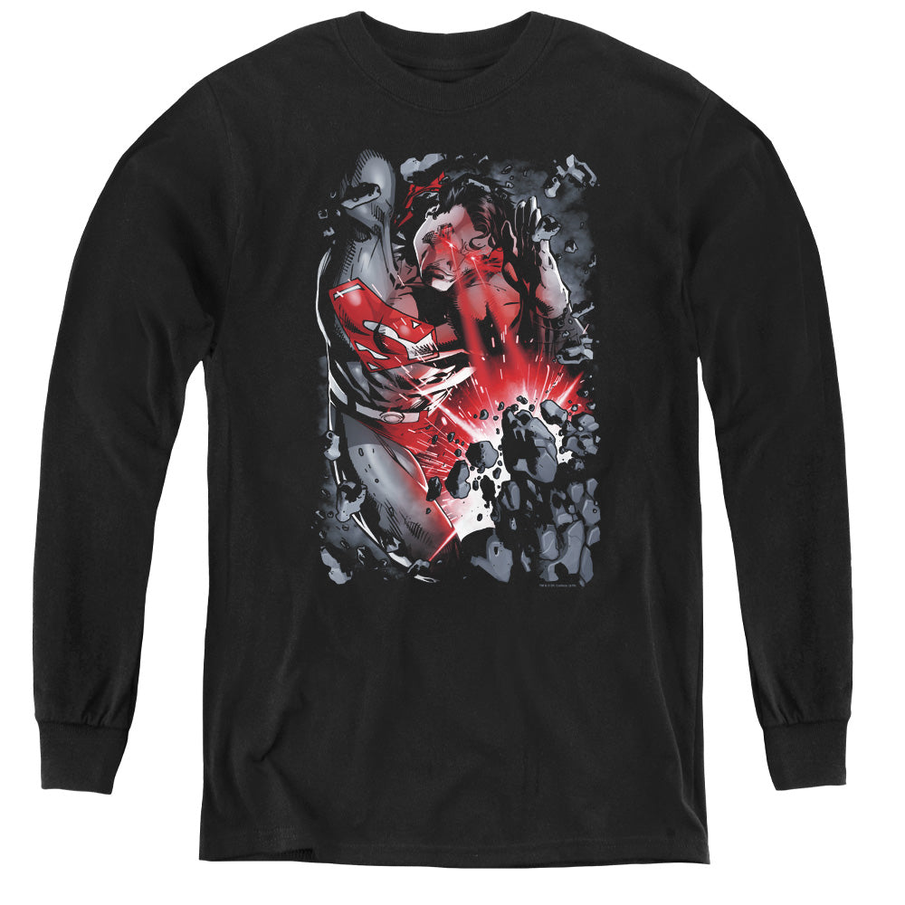 Superman Heat Blast - Youth Long Sleeve Tee - Black