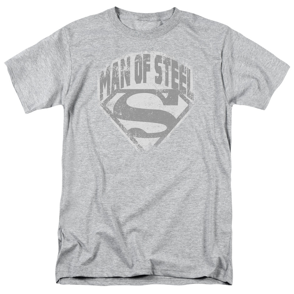 Superman - Man Of Steel Shield - Short Sleeve Adult 18/1 - Athletic Heather T-shirt