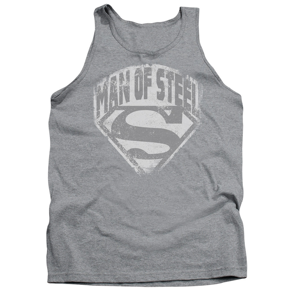 Superman - Man Of Steel Shield - Adult Tank - Athletic Heather